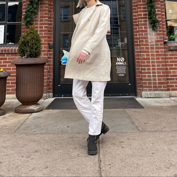 mac & jac womens pea / trench / long coat cream color - Picture 3 of 6